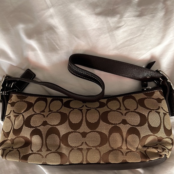 Authentic Coach brown leather, red suede and leopard  monogram purse. - Picture 2 of 10